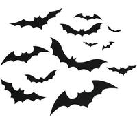 FIESTAS GUIRCA | 12 Siluetas Negras de Murciélagos (10-30 cm) - Decoración de Pared, Puerta y Ventana para Halloween y Fiestas de Terror - Accesorio Ideal para Celebraciones y Eventos - Negro