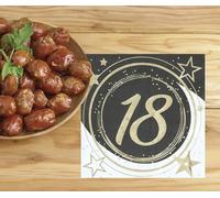 FIESTAS GUIRCA | 20 Servilletas 18 Años Desechables (16x16 cm) - Decoración de Mesa para Cumpleaños 18 - Ideal para Celebraciones y Eventos - Negro, Oro y Blanco