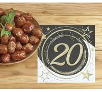 FIESTAS GUIRCA | 20 Servilletas 20 años Desechables (16x16 cm) - Decoración de Mesa para Cumpleaños y Aniversarios Número 18 - Ideal para Celebraciones y Eventos - Negro, Oro y Blanco