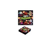FIESTAS GUIRCA | 20 Servilletas Desechables de Monstruitos (16x16 cm) - Decoración de Mesa para Halloween y Fiestas de Disfraces - Ideal para Celebraciones y Eventos - Multicolor