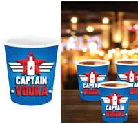 FIESTAS GUIRCA | 3 Chupitos Capitan Vodka Desechables (5x6 cm) - Decoración de Mesa para Fiestas de Verano y Graduación - Ideal para Celebraciones Hawaianas y Tropicales - Azul
