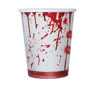 FIESTAS GUIRCA | 6 Vasos Desechables de Sangre (240 ml) - Decoración de Mesa para Fiestas de Halloween y Celebraciones Temáticas - Ideal para Eventos y Fiestas de Disfraces - Blanco y Rojo
