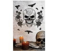 Fiestas Guirca - Adhesivo decorativo para cabeza de muerte, cuervos de rosas negras, 25 x 70 cm, decoración especial de Halloween, tema: