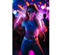 FIESTAS GUIRCA | Bastón de Fibra Óptica LED (25 cm) - Accesorio Luminoso para Fiestas y Celebraciones - Ideal para Carnaval, Halloween y Eventos Nocturnos - Gadget Divertido para Todos - Multicolor