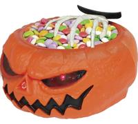 FIESTAS GUIRCA | Bol Calabaza con Luz, Sonido y Movimiento (15x25 cm) - Accesorio para Halloween y Oktoberfest - Decoración de Fiestas para Adultos e Infantiles - Naranja, Negro