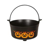 FIESTAS GUIRCA | Caldero Calabaza (24x23x15 cm) - Cesto para Truco o Trato y Decoración de Fiestas de Halloween - Accesorio Ideal para Celebraciones de Brujas y Otras Fiestas - Negro