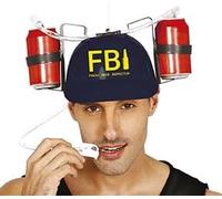 FIESTAS GUIRCA | Casco Bebida FBI (Talla Única) - Accesorio de Fiesta para Despedidas de Soltero y Celebraciones de Cerveza - Ideal para Adultos Unisex en Fiestas de Bebidas - Azul