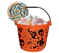 FIESTAS GUIRCA | Cesta Halloween (18x16 cm) - Cubo para Truco o Trato y Decoración de Fiestas de Halloween - Ideal para Niños y Adultos - Naranja