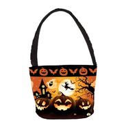 FIESTAS GUIRCA | Cesto Naranja con Calabazas (30x15 cm) - Cubo de Truco o Trato para Halloween y Fiestas de Disfraces - Decoración y Accesorio para Niños y Adultos - Multicolor