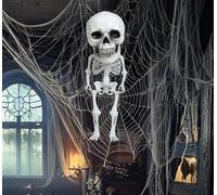 FIESTAS GUIRCA | Colgante Esqueleto Cabezón (15 cm) - Decoración de Halloween para Fiestas y Celebraciones - Ideal para Ambientes Terroríficos y Temáticas de Esqueletos - Blanco