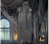 FIESTAS GUIRCA | Colgante Esqueleto con Túnica (60 cm) - Decoración de Halloween para Fiestas y Celebraciones de Terror - Ideal para Ambientes de Miedo y Temáticas de Esqueletos - Gris
