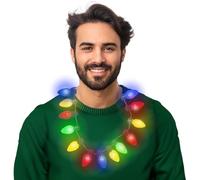 FIESTAS GUIRCA | Collar Guirnalda con 13 LEDs Multicolor - Decoración Party para Fiestas y Celebraciones - Ideal para Navidad y Eventos - Accesorio de Fiesta para Niños y Adultos - Multicolor