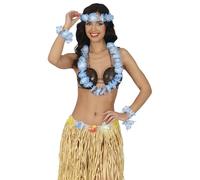 FIESTAS GUIRCA | Conjunto Hawaiano 4 Piezas Azul - Set de Accesorios para Fiestas de Verano y Graduación - Ideal para Celebraciones Hawaianas y Temáticas - Mujer Adulta - Azul