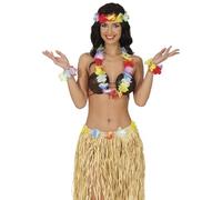 FIESTAS GUIRCA | Conjunto Hawaiano 4 Piezas Multicolor - Set de Accesorios para Fiestas de Verano y Graduación - Ideal para Celebraciones Hawaianas y Temáticas - Mujer Adulta - Multicolor