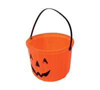 FIESTAS GUIRCA | Cubo Calabaza (20 cm) - Accesorio para Halloween - Ideal para Recolectar Dulces y Decoración de Fiestas Temáticas - Para Niños y Adultos - Naranja