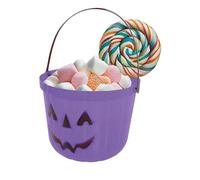 FIESTAS GUIRCA | Cubo Calabaza Morado (20 cm) - Accesorio para Halloween - Ideal para Recolectar Dulces y Decoración de Fiestas Temáticas - Para Niños y Adultos