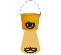 FIESTAS GUIRCA | Cubo de Truco o Trato con Luz en la Base (15x20 cm) - Accesorio de Halloween para Recolectar Dulces - Ideal para Fiestas de Noche de Brujas - Todos los Usuarios - Naranja