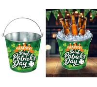 FIESTAS GUIRCA | Cubo Metálico Sant Patrick (19x23 cm) - Decoración de Mesa para Fiestas de San Patricio, Celebraciones Irlandesas y Eventos Temáticos - Ideal para Todos los Usuarios - Multicolor