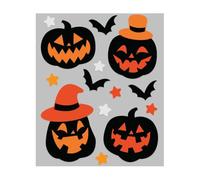 FIESTAS GUIRCA | Decoración Gel Calabazas (20x25 cm) - Adorno para Pared, Puerta y Ventana - Ideal para Halloween y Fiestas de Terror - Decoración de Calabazas para Celebraciones - Negro, Naranja