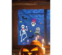 FIESTAS GUIRCA | Decoración Gel Esqueletos (20x25 cm) - Adorno para Pared, Puerta y Ventana - Ideal para Halloween y Fiestas de Terror - Decoración de Esqueletos para Celebraciones - Multicolor