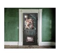 FIESTAS GUIRCA | Decoración Puerta Psiquiátrico (80x180 cm) - Ideal para Halloween y Celebraciones de Policías - Decoración de Pared, Puerta y Ventana - Multicolor