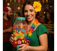 FIESTAS GUIRCA | Dispensador Exotic de Bebidas Reutilizable (4L) - Decoración de Mesa para Fiestas de Verano y Graduación - Ideal para Cerveza y Cócteles - Multicolor Transparente
