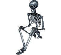 FIESTAS GUIRCA | Esqueleto de Plata (160 cm) - Decoración de Halloween para Fiestas y Celebraciones - Ideal para Ambientes Terroríficos y Temáticas de Calaveras y Esqueletos - Plata