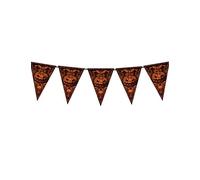 FIESTAS GUIRCA | Gallardete de Calabaza Gótica (3m/20x30 cm) - Decoración de Papel para Fiestas de Halloween Terroríficas - Ideal para Celebraciones de Terror - Naranja y Negro