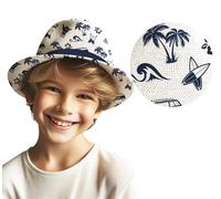 FIESTAS GUIRCA | Gorro de Verano Surf (Talla Infantil) - Accesorio de Fiesta para Celebraciones de Verano y Graduaciones - Ideal para Temáticas Hawaianas y Tropicales - Natural y Negro