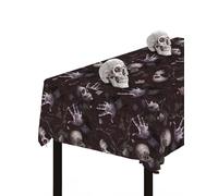 FIESTAS GUIRCA | Mantel Cementerio Gris y Negro (137x274 cm) - Decoración de Mesa para Fiestas de Halloween - Ideal para Celebraciones de Miedo y Terror - Gris, Negro