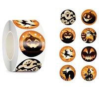 FIESTAS GUIRCA | Rollo (200 Pegatinas) Halloween - Decoración de Truco o Trato y Fiestas de Disfraces - Ideal para Halloween y Celebraciones Temáticas - Accesorio para Niños y Adultos - Multicolor