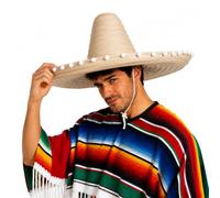 FIESTAS GUIRCA Sombrero mexicain en paille avec pompons blancs 60 cm (Paquete de 4)