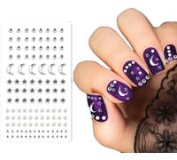 FIESTAS GUIRCA | Sticker Uñas Plata (6x9 cm) - Pegatinas para Decoración de Uñas - Maquillaje de Halloween y Fiestas de Disfraces - Ideal para Mujer Adulta - Plata