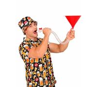FIESTAS GUIRCA | Tubo con Embudo Party (70 cm) - Gadget para Fiestas de Cerveza y Celebraciones - Accesorio Divertido para Despedidas de Soltero y Otras Fiestas - Adultos - Rojo y Transparente