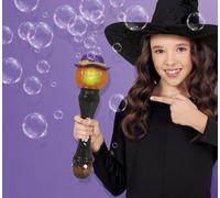 FIESTAS GUIRCA | Varita Calabaza Pompas con Luz y Sonido (32 cm) - Juguete para Truco o Trato y Fiestas de Halloween - Accesorio Divertido para Niños y Adultos - Negro Naranja