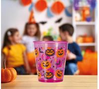 FIESTAS GUIRCA | Vaso Halloween Reutilizable (10 cm) - Decoración de Mesa para Fiestas de Payasos y Halloween - Vaso Plástico Ideal para Celebraciones y Eventos - Morado