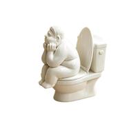 Fieuaah Estatua de pensadores Impresos en 3D sentados en Inodoro, | Inesperado entorno de baño con contemplativa, acento humorístico en escritorio, novedad divertida con