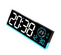 Fieuaah Reloj Digital LED Moderno con Pantalla de, Blue Light | Lectura de temperatura moderna e iconos de alarma para la decoración del escritorio de estudio y sala de estar del