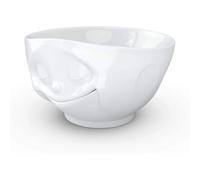 FIFTYEIGHT PRODUCTS Cuenco Blanco Feliz 500 Ml Porcelana Dura para Lavavajillas y Microondas