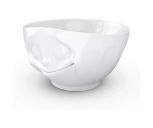 FIFTYEIGHT PRODUCTS Cuenco Blanco Feliz 500 Ml Porcelana Dura para Lavavajillas y Microondas