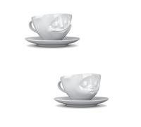 FIFTYEIGHT PRODUCTS Juego de 2 tazas de café + servilletas, 200 ml, besand+feliz