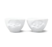 FIFTYEIGHT PRODUCTS Juego de tazas y cuencos pequeños nº 2 "Verträumt & Glücklich (porcelana, 100 ml, blanco, fabricado en Alemania)