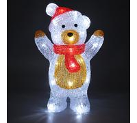 DEUBA® Oso Acrílico LED 30x19x11,5cm Adorno Figura Decoración Iluminada Navideña Interior Exterior Protección IP44