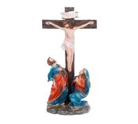 Figura Crucifijo de Jesús. Pack 1 o 2 Estatuas Religiosas Hechas de Resina, Imagen de Jesús en la Cruz. Figura Religiosa Decoración de Interiores. Ideal para Casa, Hogar, Salones, Dormitorios,
