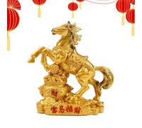 Figura de caballo - Diseño 2026 | Decorativo - Decoración del Año del C ballo - Estatua de Resina para Sala de Estar Dormitorio Oficina Estante Gabinete Chimenea Vacaciones Oro Amuleto de la S