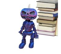 Figura de calabaza impresa en 3D con extremidades móviles | Halloween para decoración de paisaje de Halloween, centro de mesa espeluznante, figura de linterna de calabaza