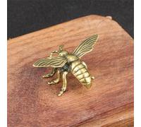 Figura de estatua de abeja de latón, cobre para mini adorno con exquisitas líneas hechas a mano para decoración de estantes de escritorio en casa, oficina, 2,8 x 3,8 cm