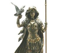 Figura de estatua de la diosa romana griega de Athena Minerva con acabado en bronce