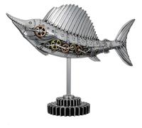 Figura de estilo "Gilde", pez espada, "pez vela steampunk", motivo de engranajes, resina, color plateado, unidad de venta 1, largo 14 cm, ancho 50 cm, alto 36 cm. 58859 4063387588598