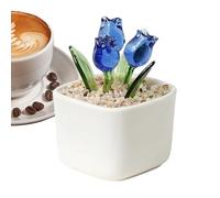 Figura de flores de cristal genérica - Mini tulipán, adorno decorativo de mesa, 7 x 7 x 5 cm | Expositor artístico de cristal, para dormitorio, sala de estar, oficina, decoración del hogar, idea